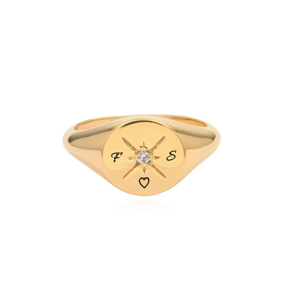 Kate Compass Ring with Cubic Zirconia in 18K Gold Plating