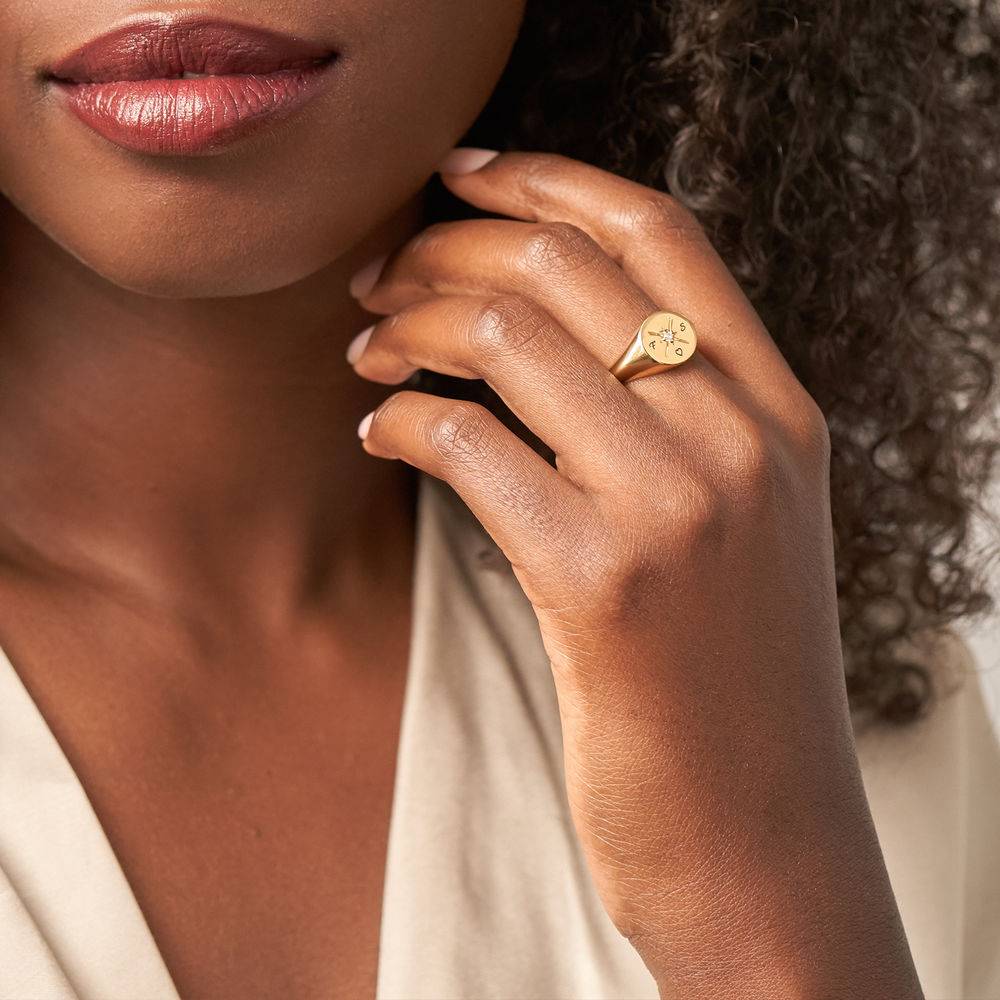 Kate Compass Ring with Cubic Zirconia in 18K Gold Plating - Image 4