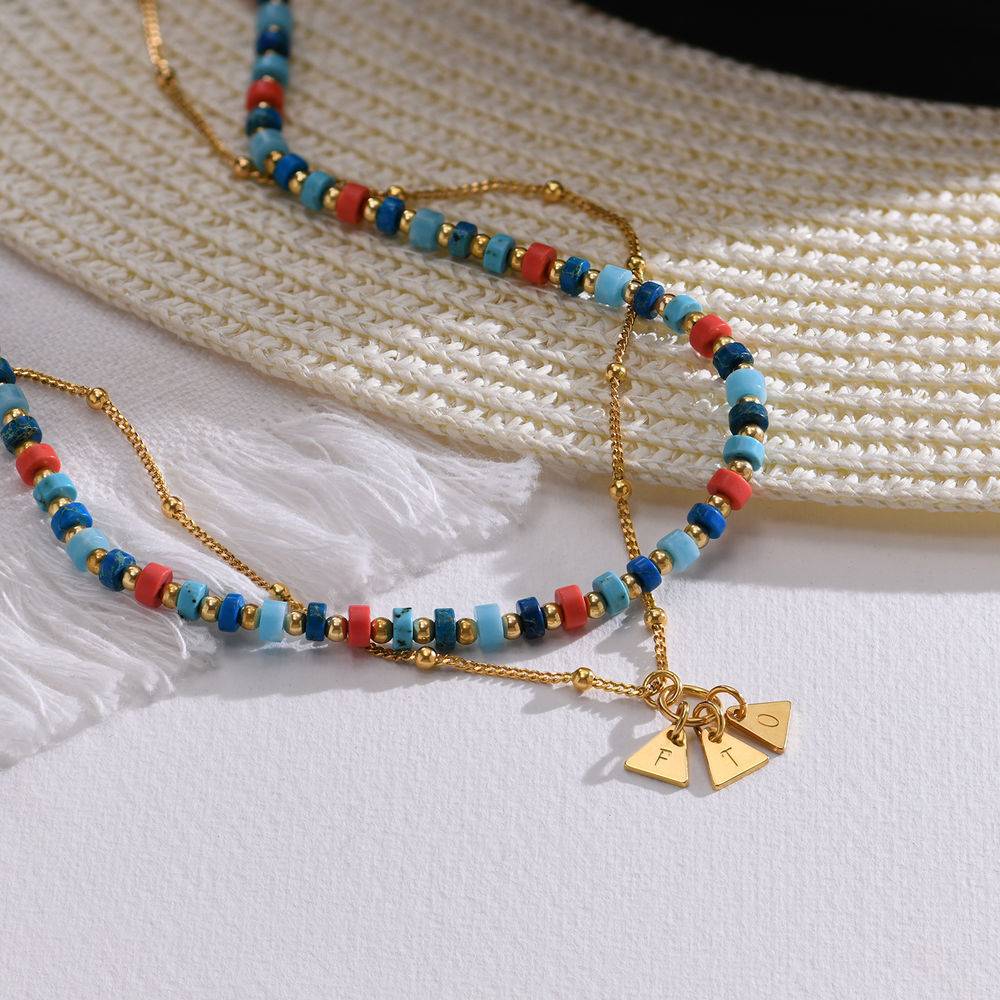 Pacific Layered Beads Necklace with Initials in Gold Plating - Image 2
