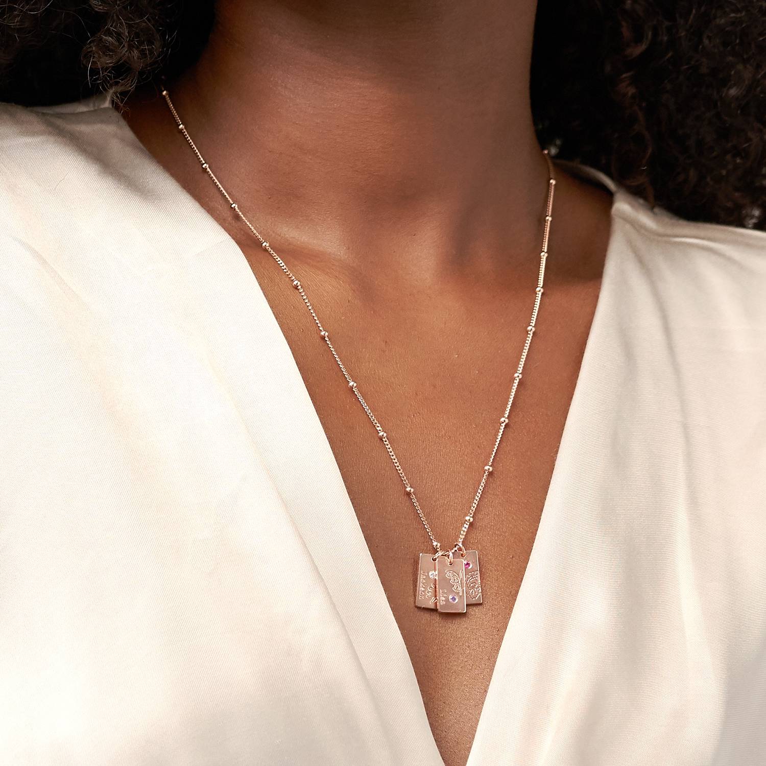 Blossom Birth Flower & Stone Necklace in 18K Rose Gold Plating - Image 3