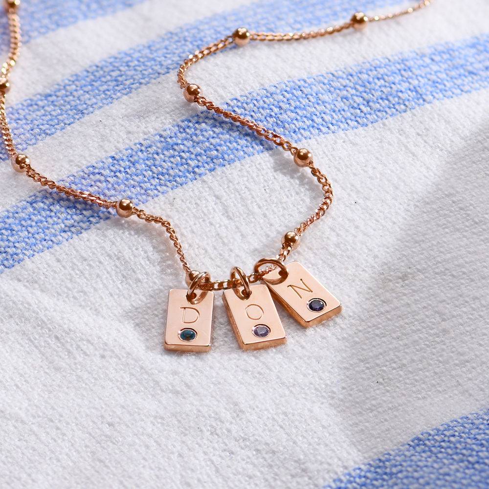 Initial Birthstone Tag Necklace in Rose Gold Plating - Image 3