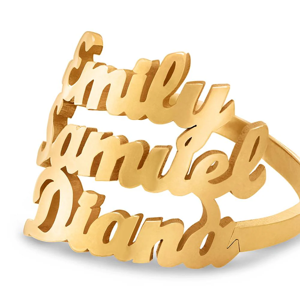 Script Triple Name Ring in 18K Gold Vermeil - Image 3