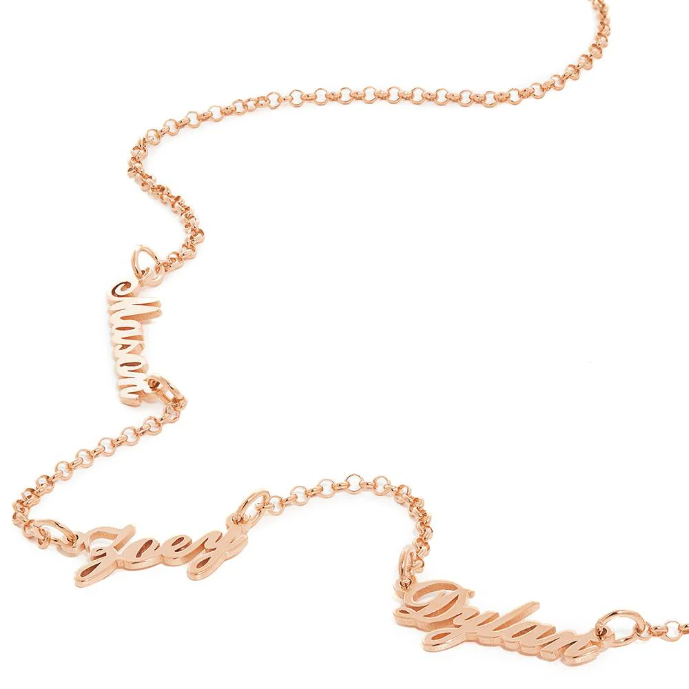 Heritage Multiple Name Necklace in 18K Rose Gold Vermeil - Image 4