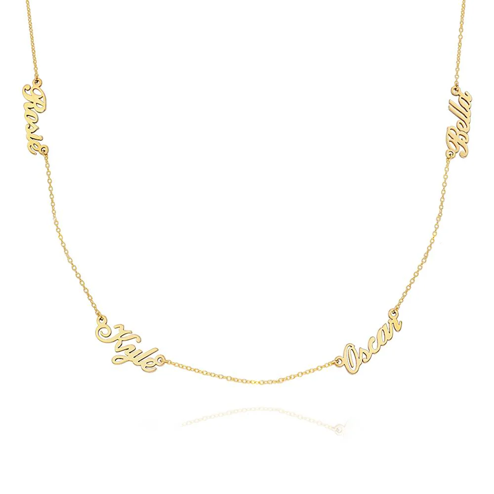 Multiple Name Necklace in 14k Yellow Gold
