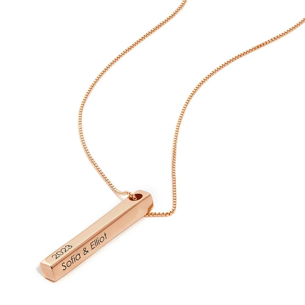 Totem 3D Bar Necklace in 18k Rose Vermeil - Image 3