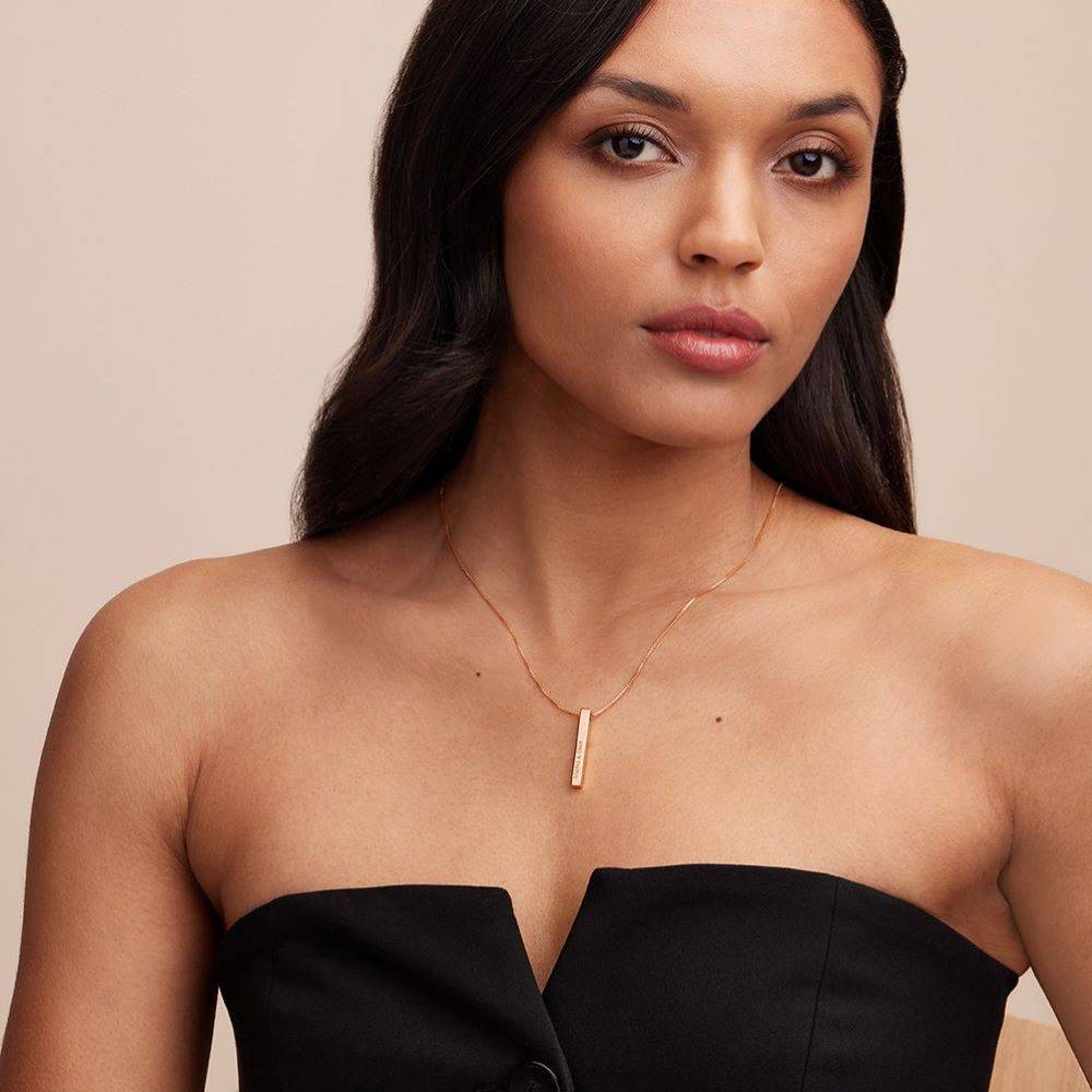 Totem 3D Bar Necklace in 18k Rose Vermeil - Image 4