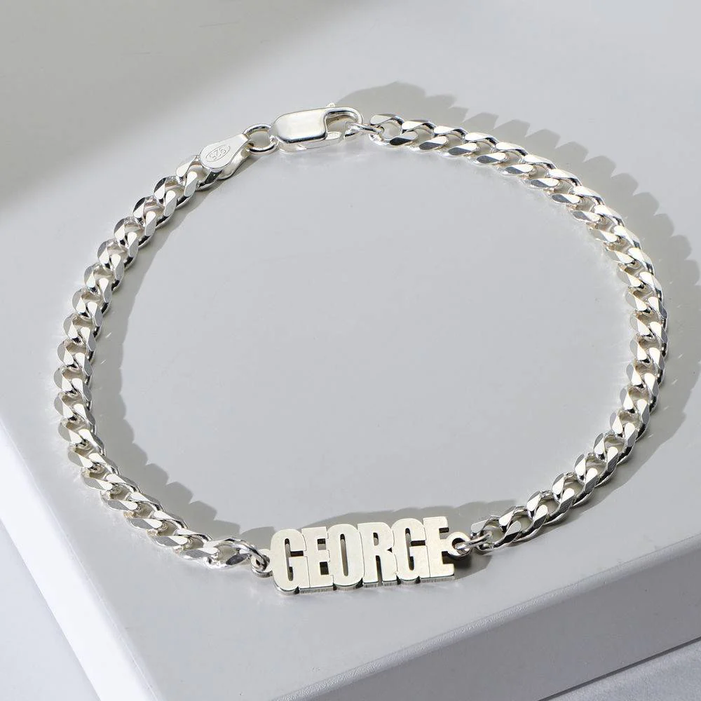 Thick Chain Name Bracelet in Sterling Siver - Image 3