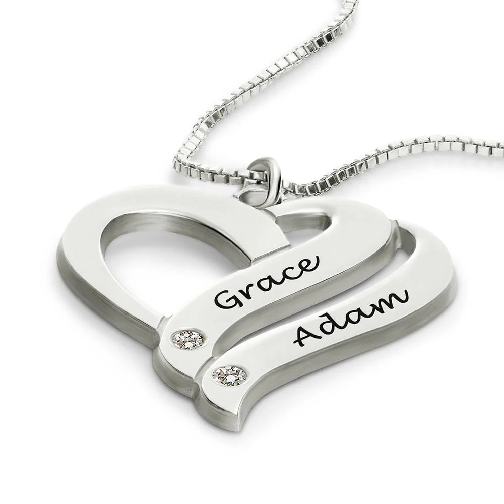 Two Hearts Forever One 10K White Necklace with Diamond - Image 3