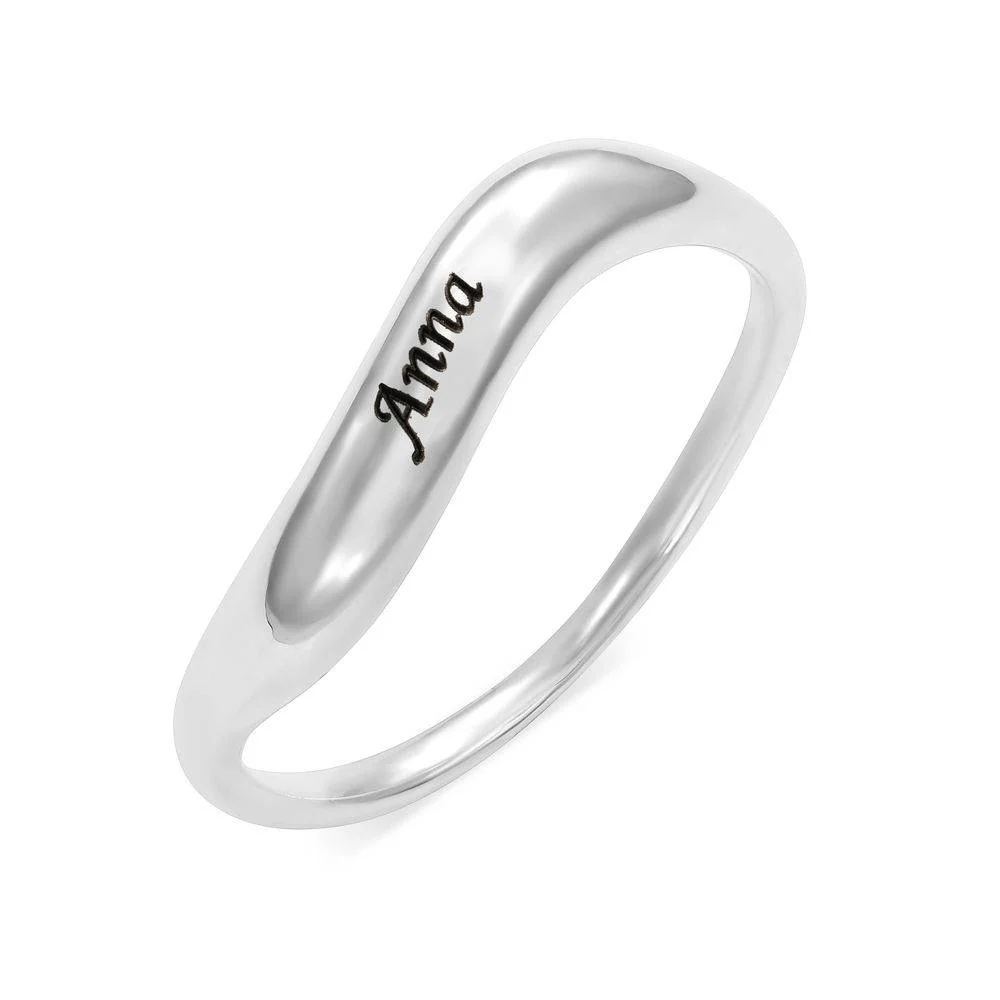 Stackable Wavy Name Ring in Sterling Silver - Image 2