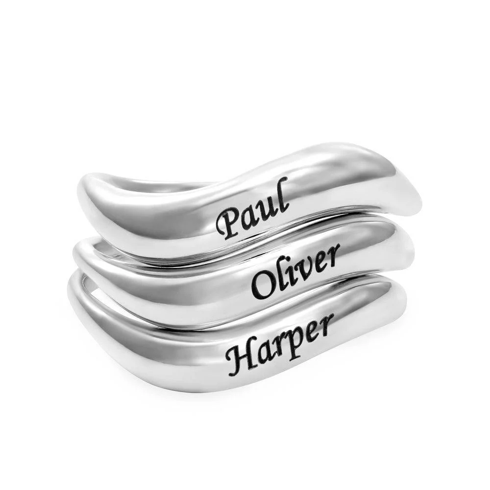 Stackable Wavy Name Ring in Sterling Silver - Image 3