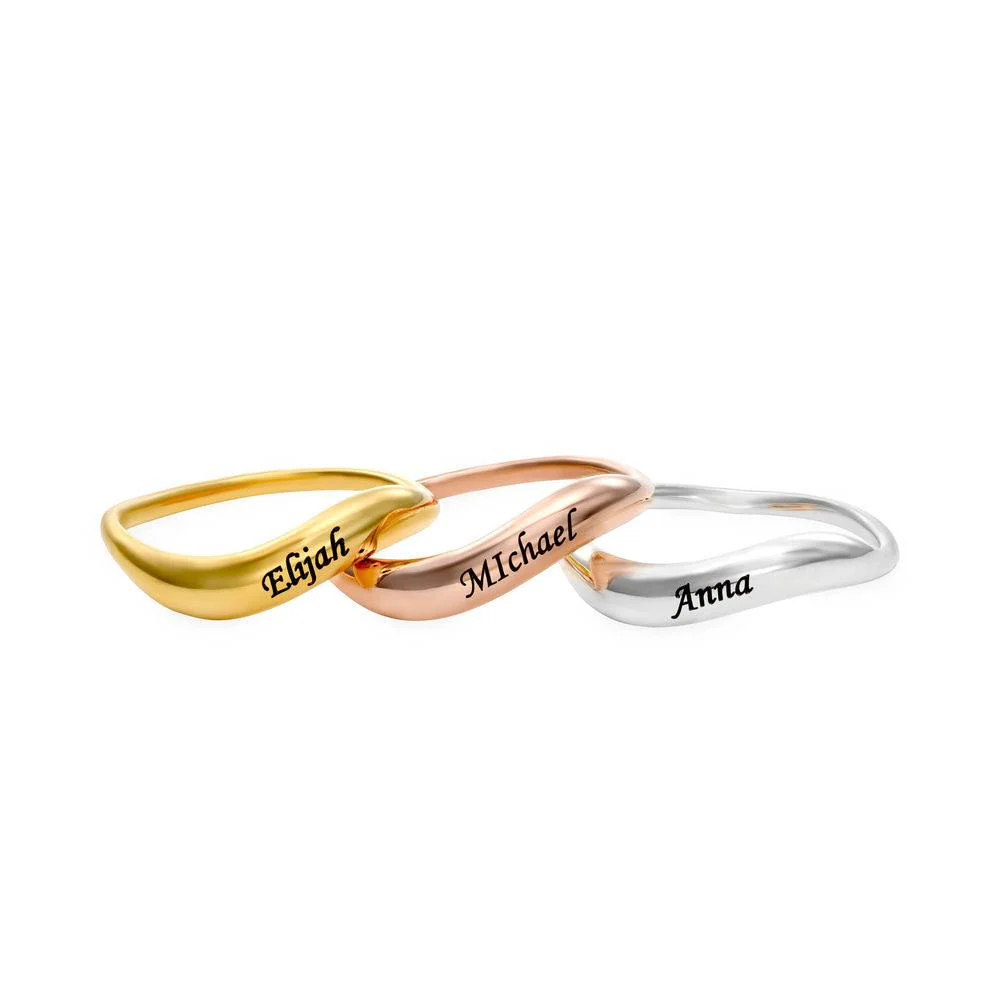 Stackable Wavy Name Ring in Sterling Silver - Image 4