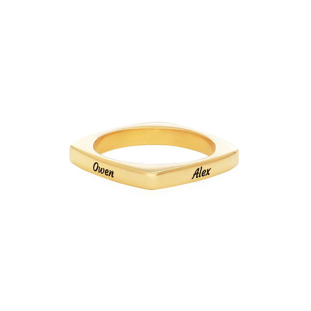 Custom Square Ring in 18k Gold Plating
