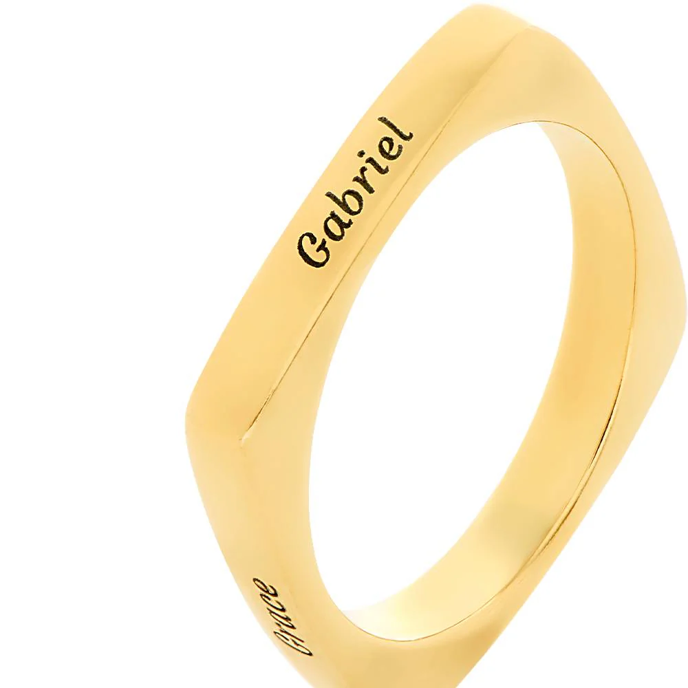 Custom Square Ring in 18k Gold Plating - Image 4
