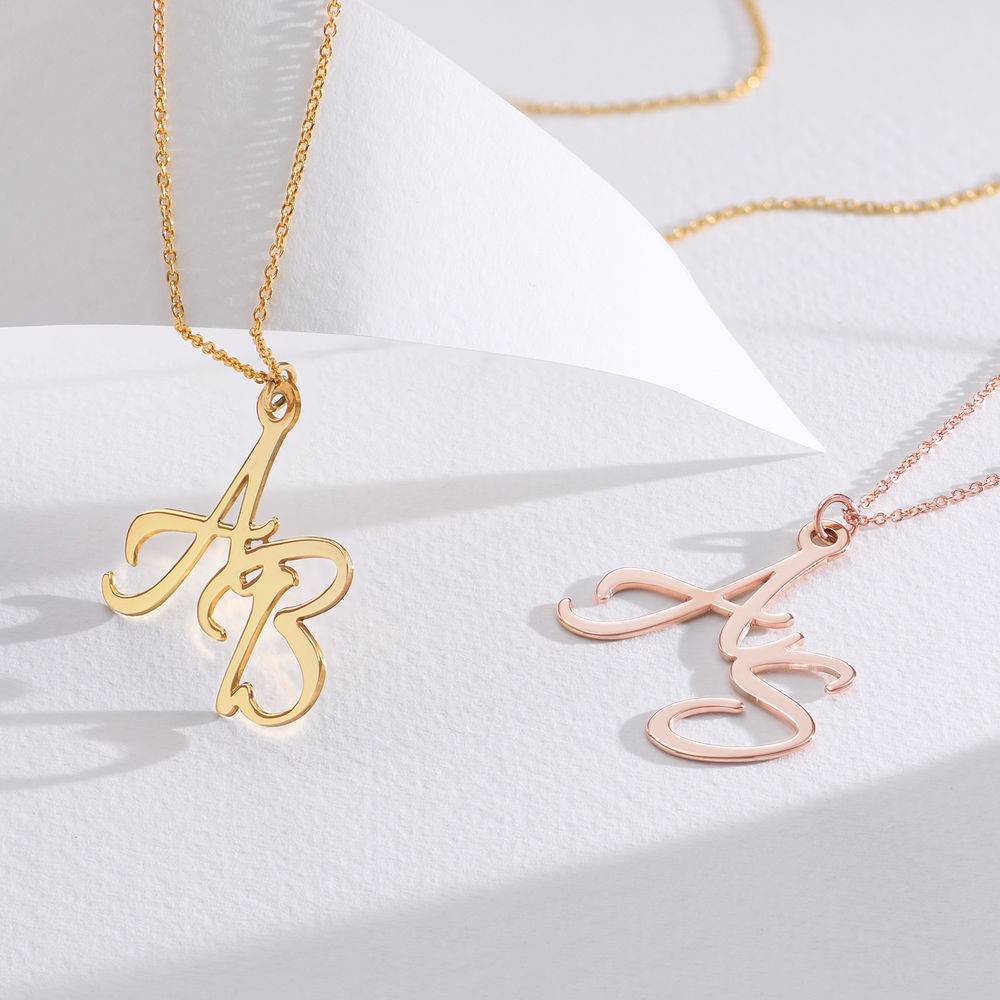 Two Initial Necklace in 18K Rose Gold Plating - Image 2