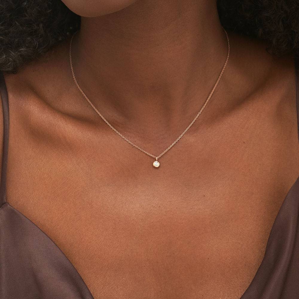 1/10 CT. T.W Lab ? Created Solitaire Diamond Necklace in Rose Gold Plating - Image 2