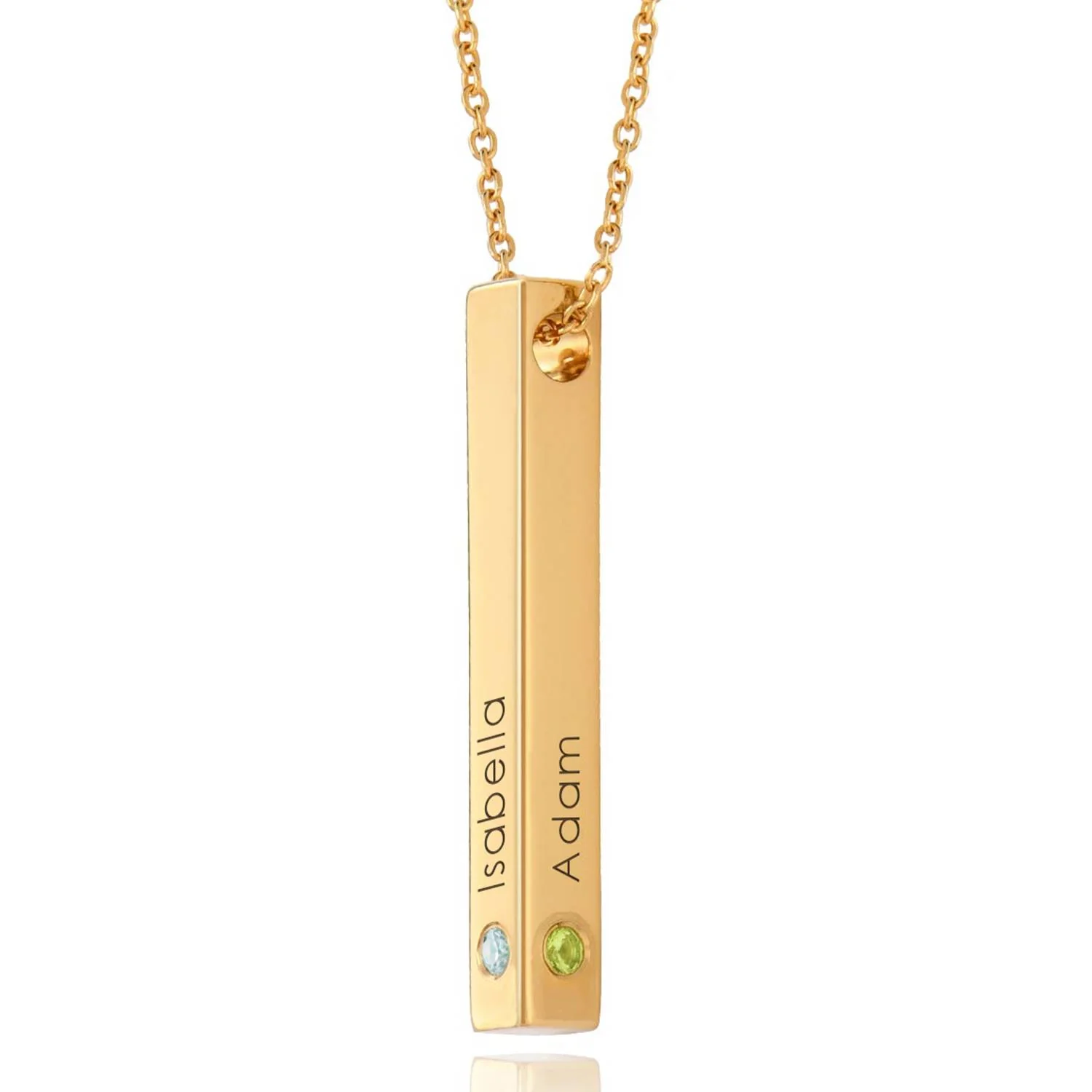 Totem 3D Bar Necklace with Birthstones in 18k Gold Vermeil
