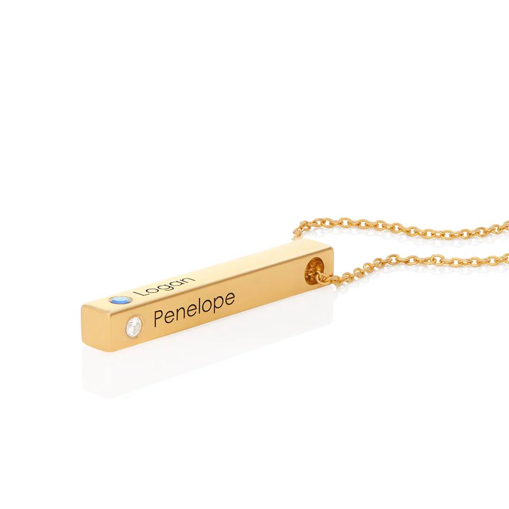 Totem 3D Bar Necklace with Birthstones in 18k Gold Vermeil - Image 4