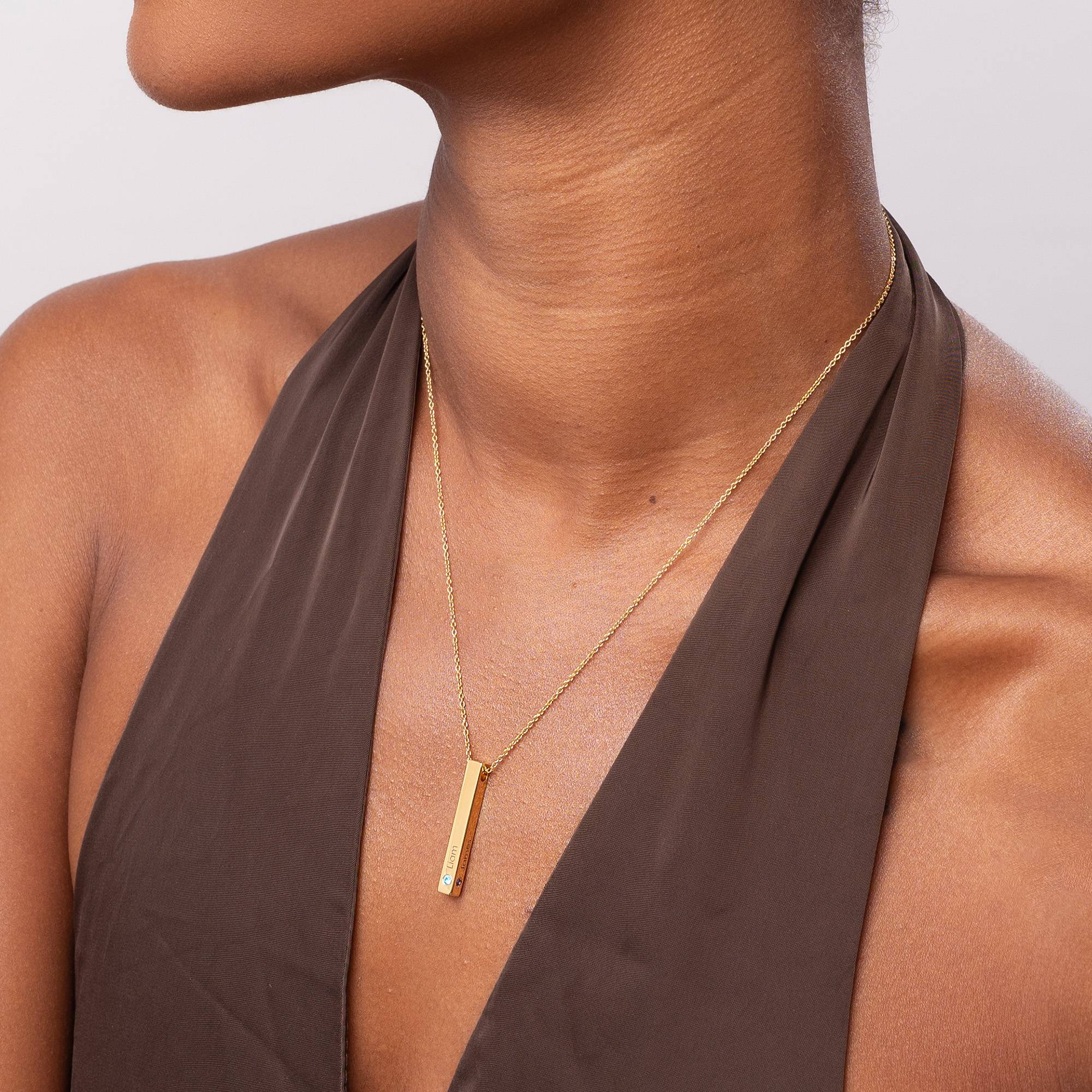 Totem 3D Bar Necklace with Birthstones in 18k Gold Vermeil - Image 5