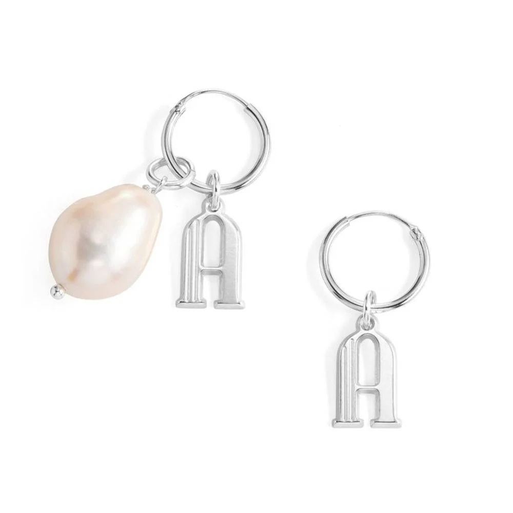 Down the Aisle - Pearl & Initial Earrings in Sterling Silver - Image 3