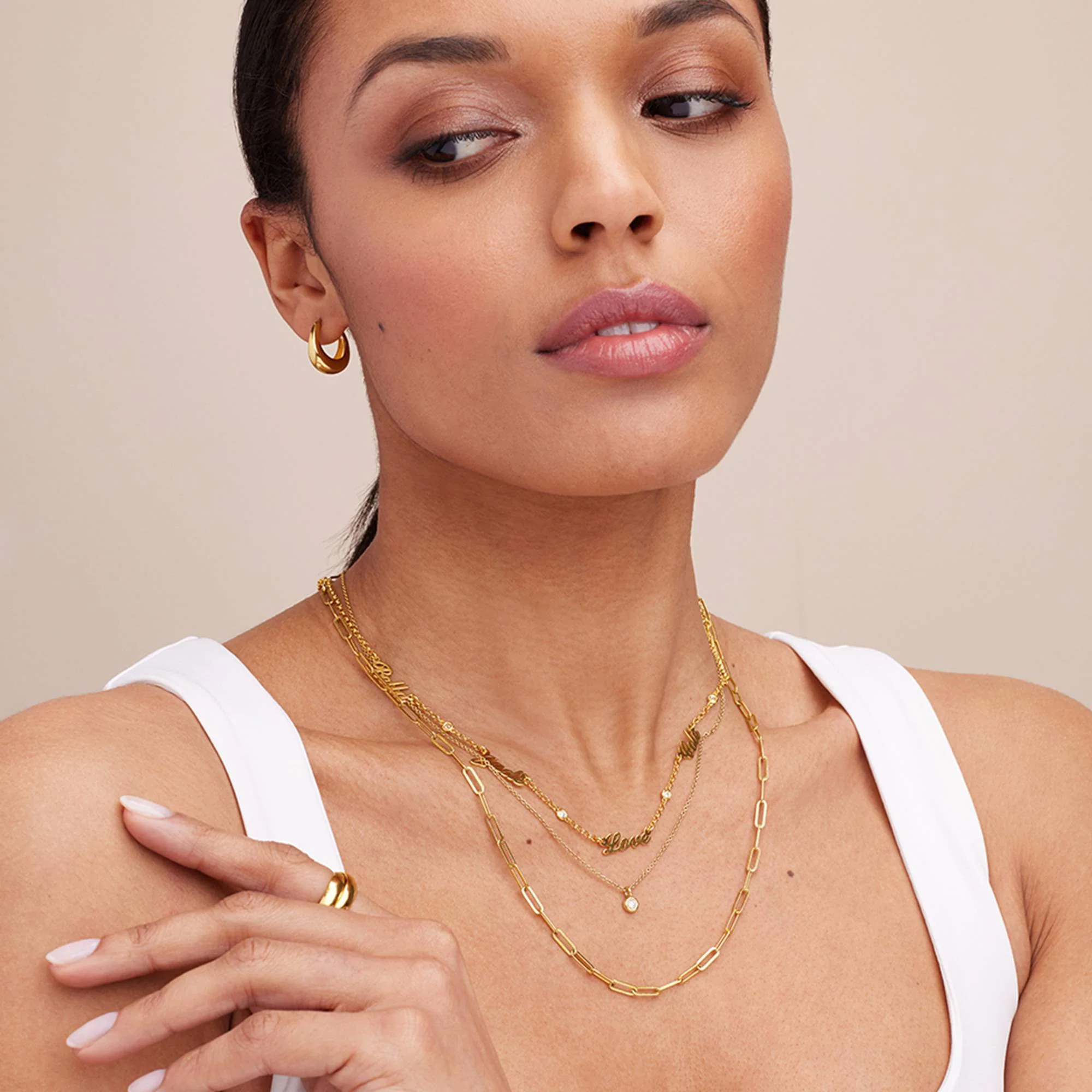 Heritage Multiple Name Necklace with Diamonds in 18K Gold Vermeil - Image 2
