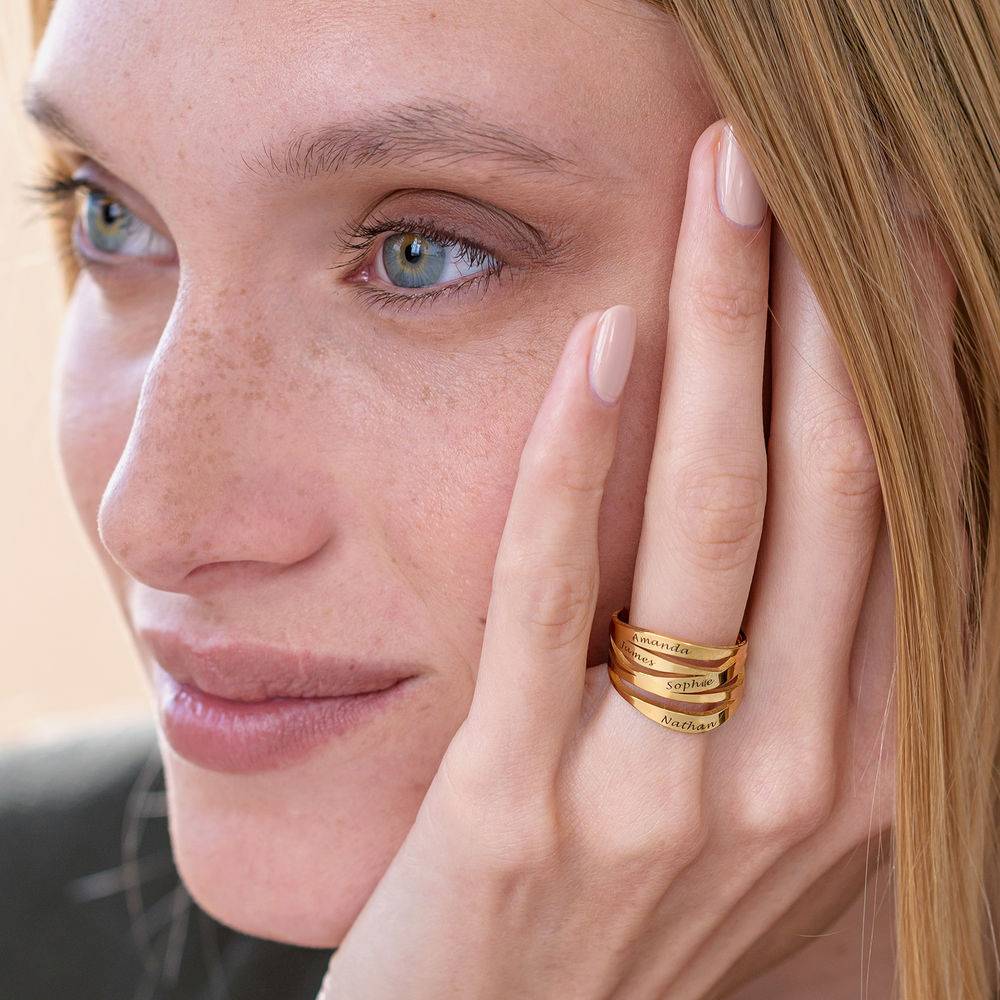 Margeaux Custom Ring in Gold Plating - Grandma Ring - Personalized Ring with Names - Engraved Ring for Mom - Image 4