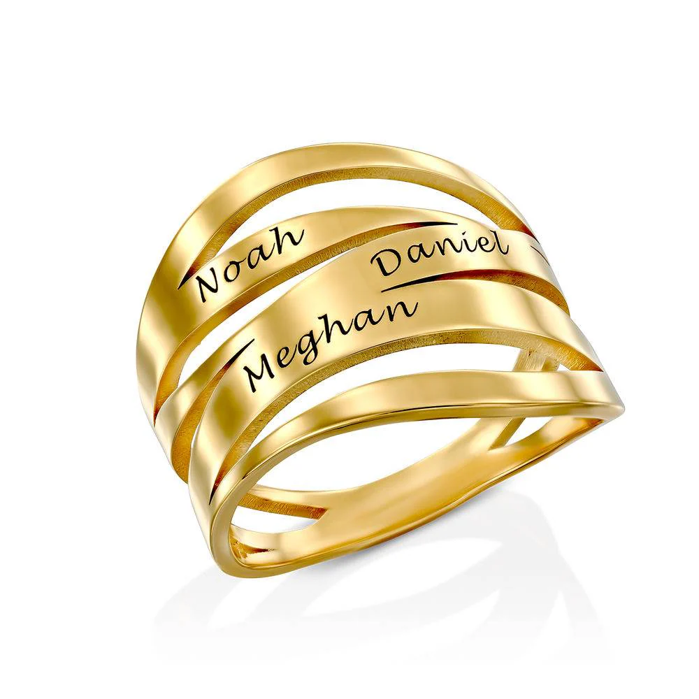 Margeaux Custom Ring in Gold Vermeil - Grandma Ring - Personalized Ring with Names for Grandma - Custom Gift for Wife