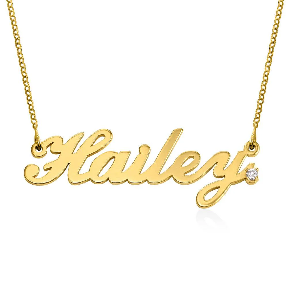 Personalized Classic Name Necklace in Gold Plated with Diamond