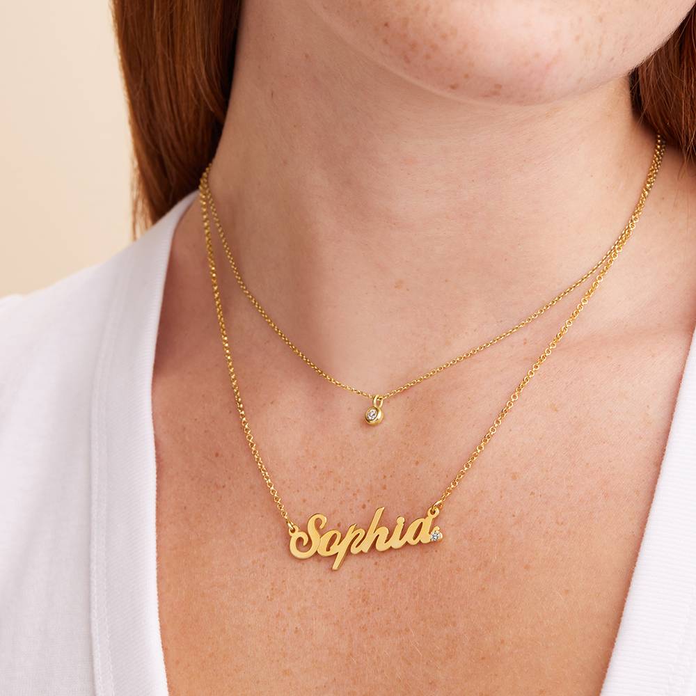 Personalized Classic Name Necklace in Gold Vermeil with Diamond - Image 4