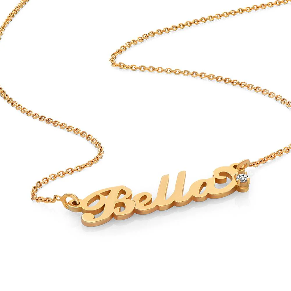 Small Vermeil Carrie Name Necklace with Diamond - Image 2