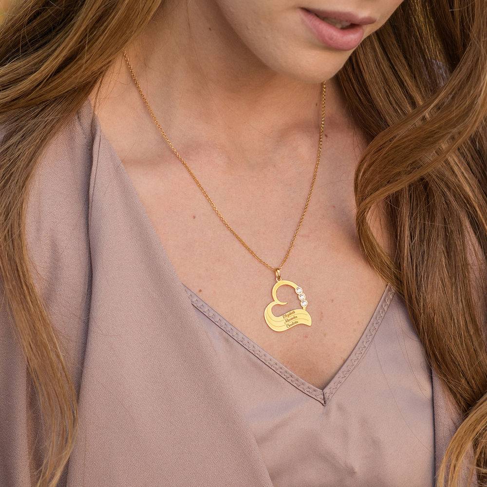Personalized Heart Necklace in 18k Gold Plated with Diamond - Image 2