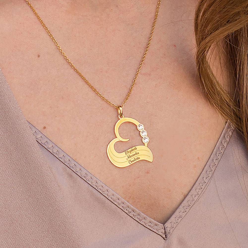 Personalized Heart Necklace in 18k Gold Plated with Diamond - Image 3