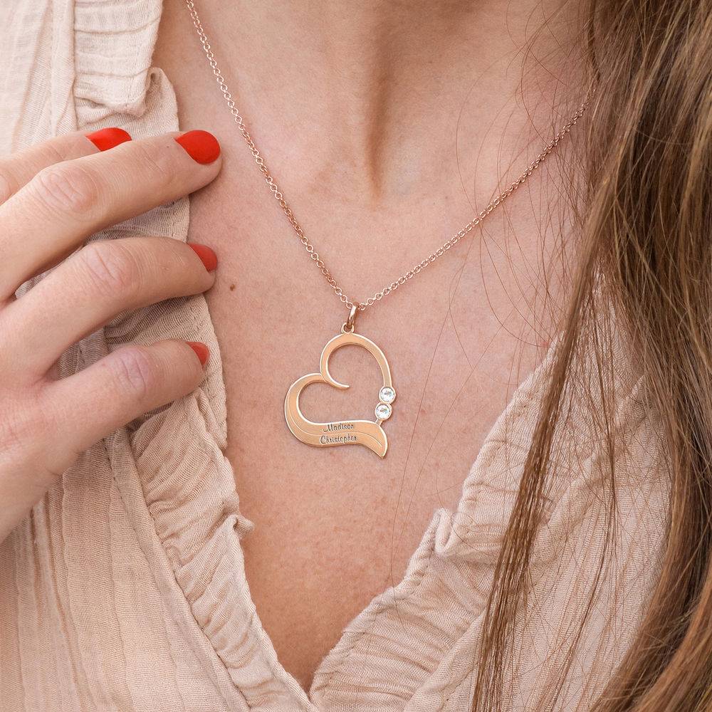 Personalized Heart Necklace in 18k Rose Gold Plated with Diamond - Image 3