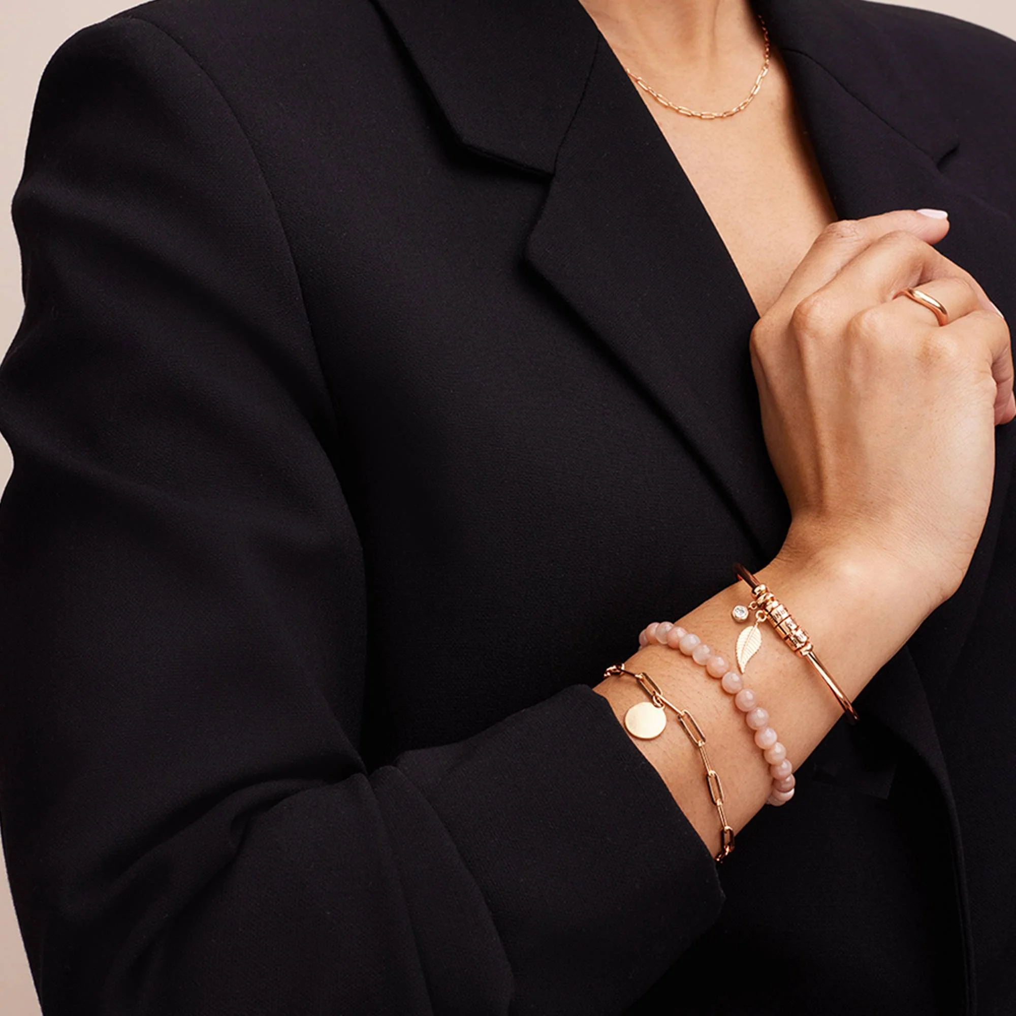 Linda Open Bangle Beads Bracelet in Rose Gold Plating with 1/10 CT. T.W Lab-Diamond - Image 6