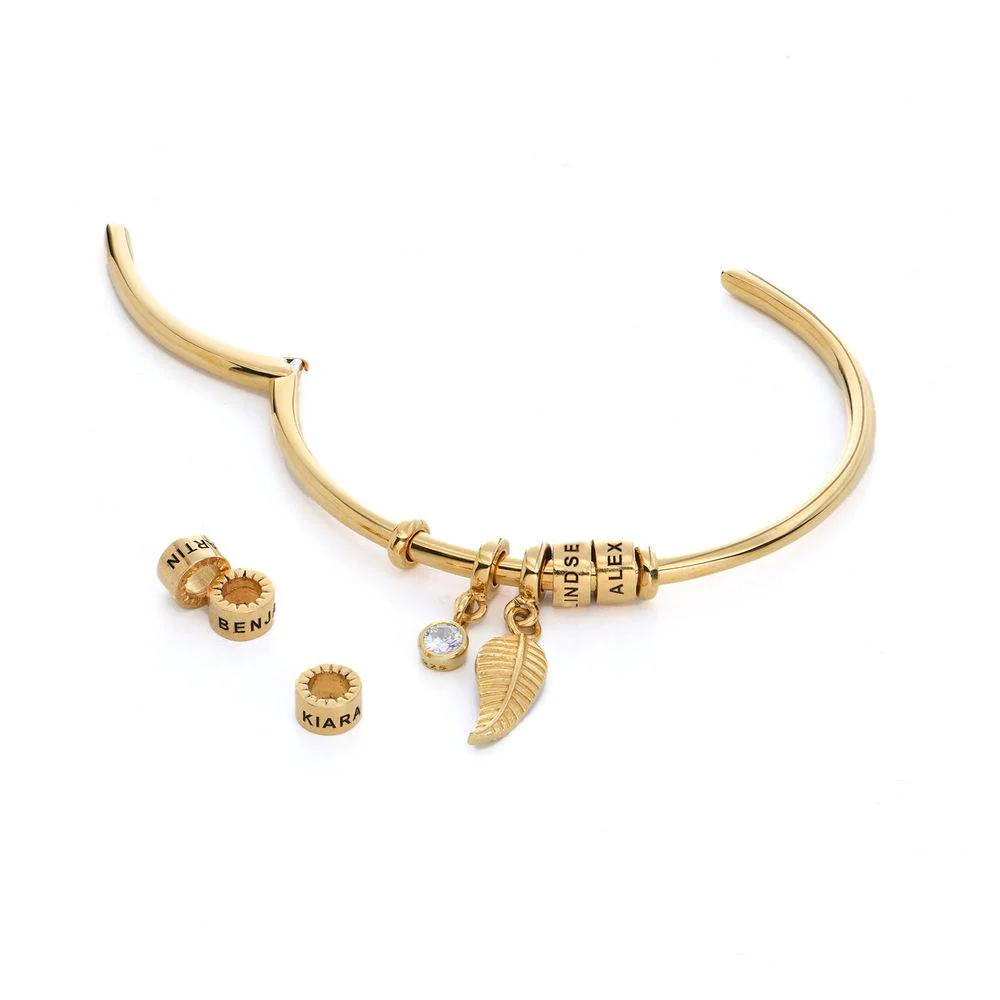Linda Open Bangle Beads Bracelet in Gold Plating with 1/10 CT. T.W Lab-Diamond - Image 6