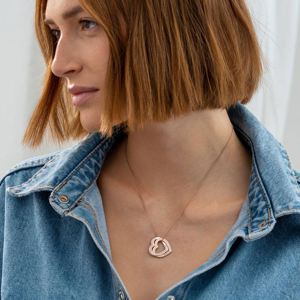 Claire Interlocking Hearts Necklace in Rose Gold Plated with Diamonds - Image 2