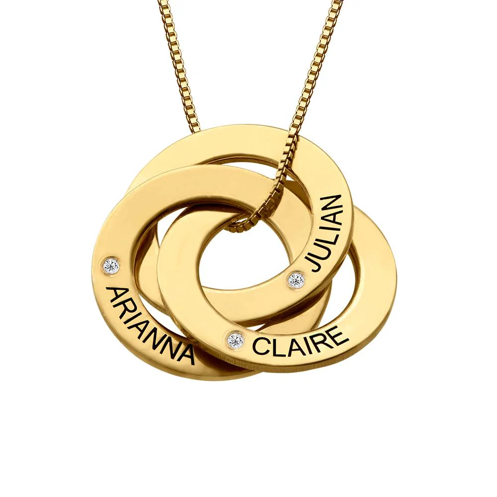 Diamond Russian Ring Necklace in Gold Plated