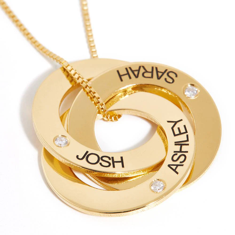 Diamond Russian Ring Necklace in Gold Plated - Image 3