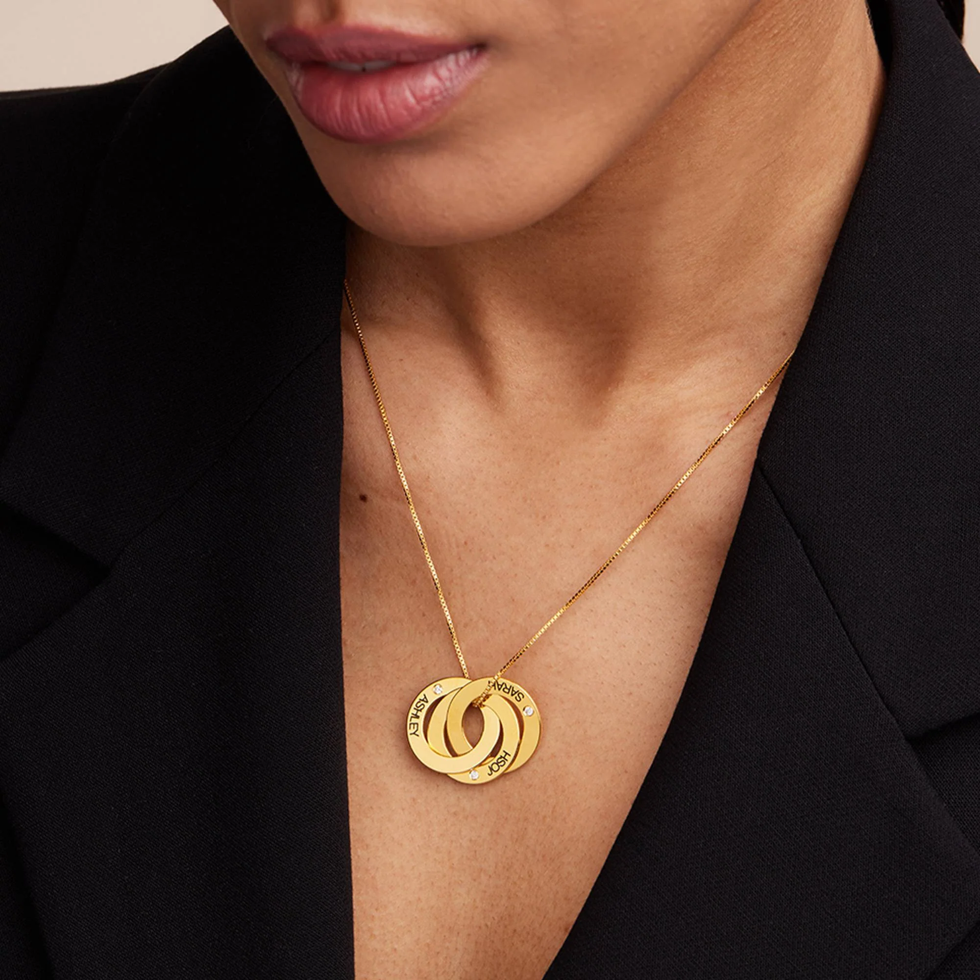 Diamond Russian Ring Necklace in Gold Plated - Image 4