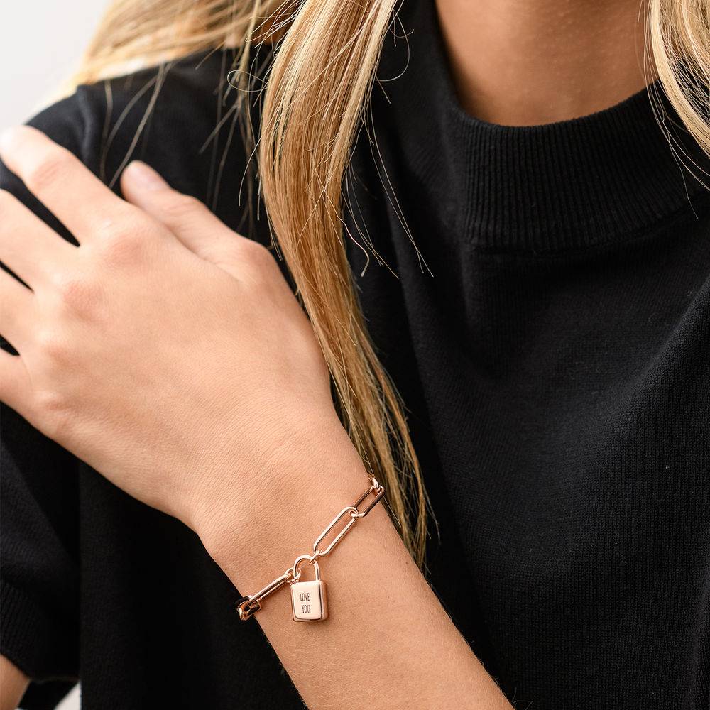 Allie Padlock Link Bracelet in Rose Gold Plating - Image 4