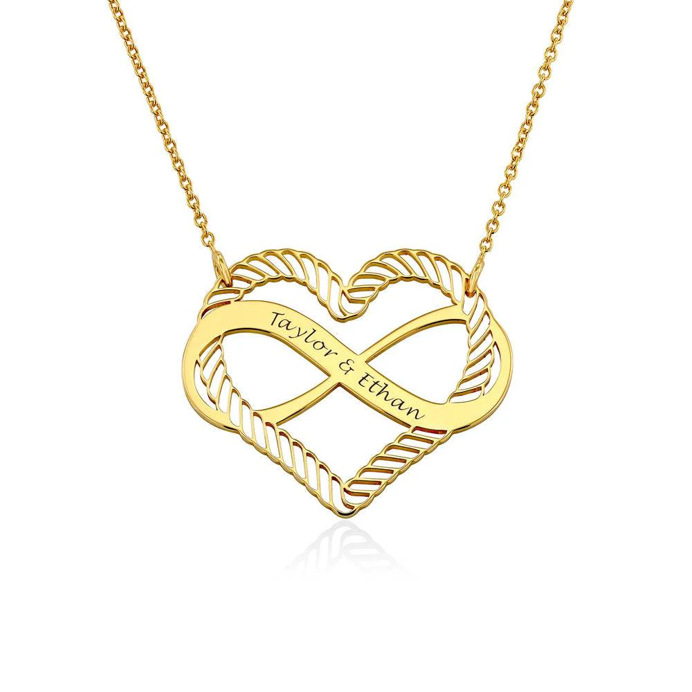Engraved Heart Infinity Necklace in Gold Vermeil