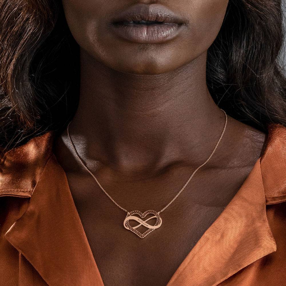 Engraved Heart Infinity Necklace in Rose Gold Plating - Image 5