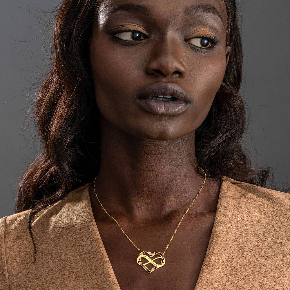 Engraved Heart Infinity Necklace in Gold Plating - Image 2