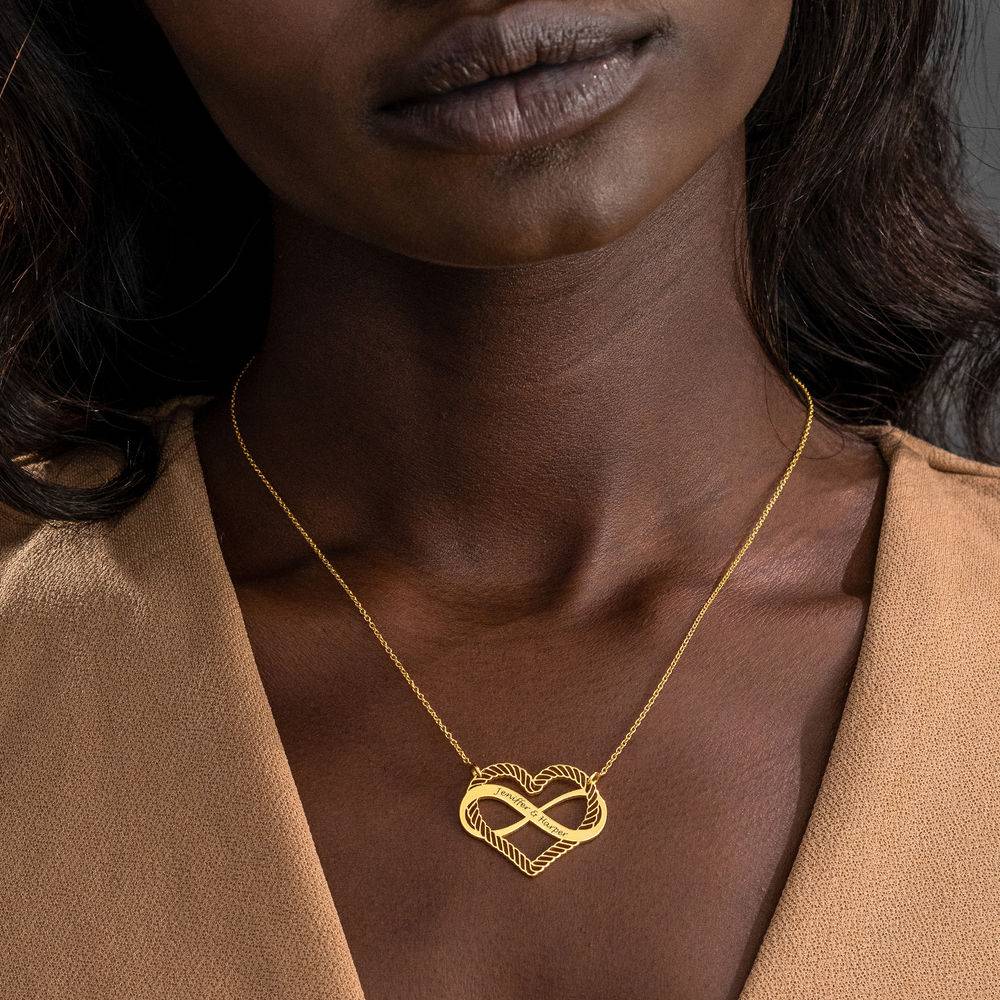 Engraved Heart Infinity Necklace in Gold Plating - Image 3