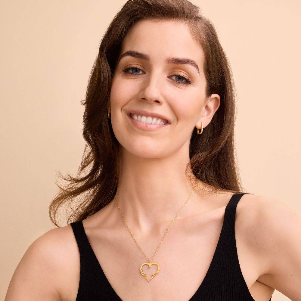 Heart Necklace in Gold Vermeil with Diamond - Image 2