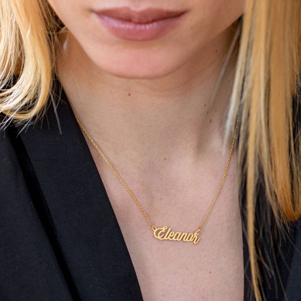 Cable Chain Script Name Necklace in Gold Vermeil - Image 4