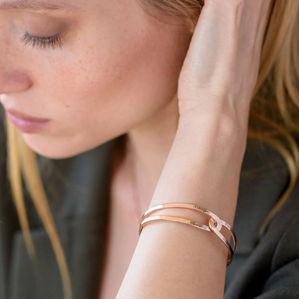 Hand in Hand - Custom Bracelet Cuff in Rose Gold Plating - Image 5
