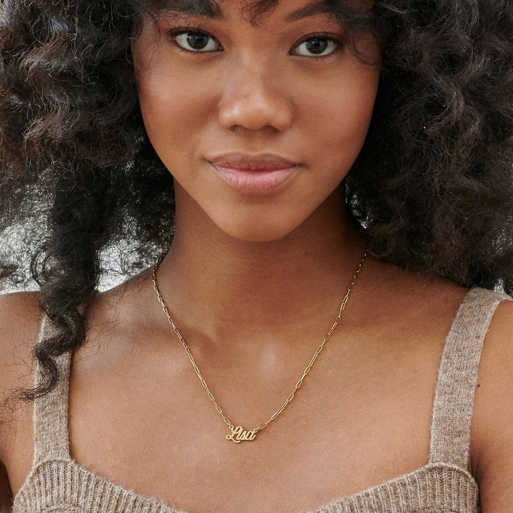 Chain Link Script Name Necklace in Gold Vermeil - Image 3