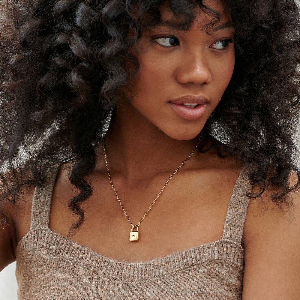 Allie Padlock Link Necklace in Gold Vermeil - Image 2