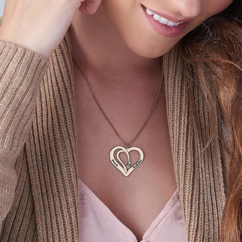 Engraved Couples Necklace in 18k Gold Vermeil with Diamond - Image 3