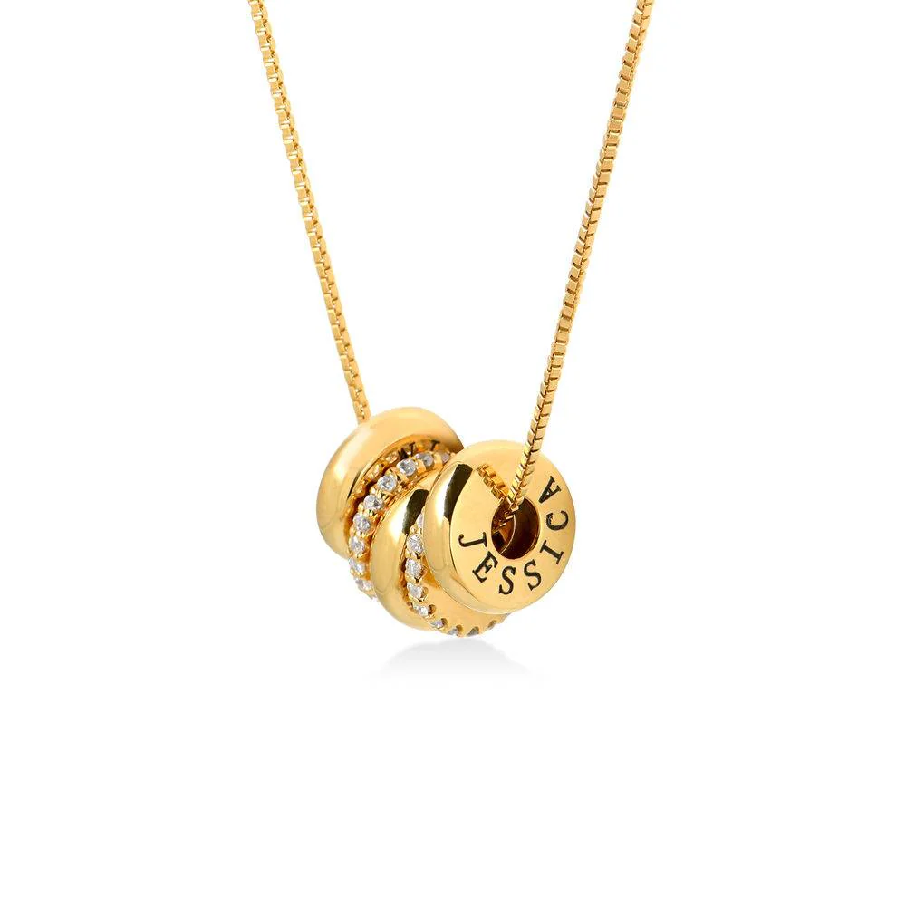 Custom Engraved Beads Necklace in Gold Vermeil - Gift Ideas for Mom - Cute Gift for Her - Necklace With Kids Name - Name Jewelry